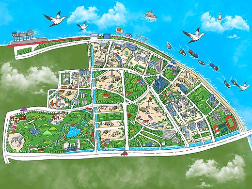 手繪插畫溫州地圖（個人主頁-ZNDk0NjA4ODg=） - 商業(yè)插畫 - 站酷設(shè)計師你今天吃沒Ng原創(chuàng)素材 - 站酷ZCOOL