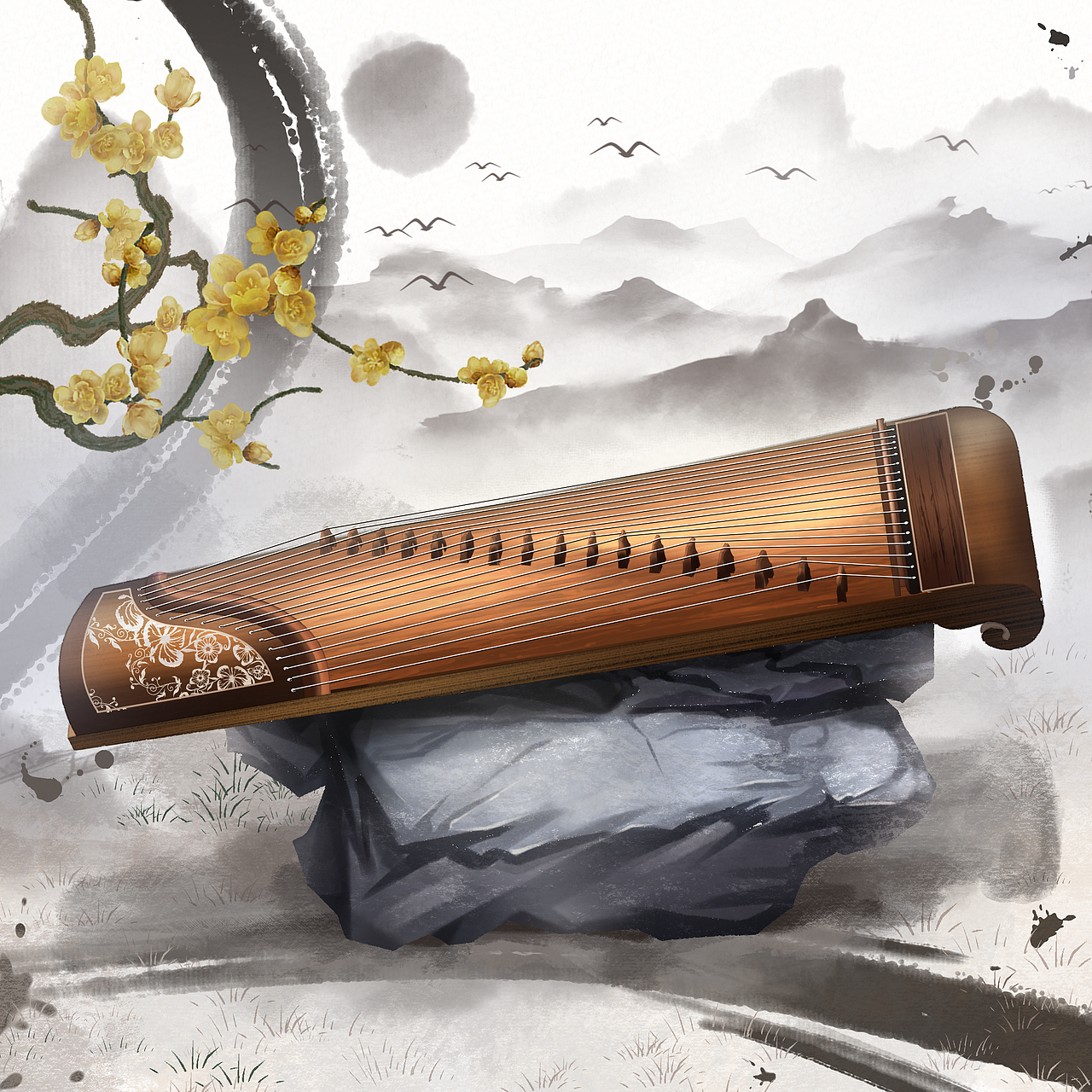 琴棋书画（图ZMzExNjcwMjUy） - 艺术插画 - 站酷设计师Kimlele原创素材 - 站酷ZCOOL