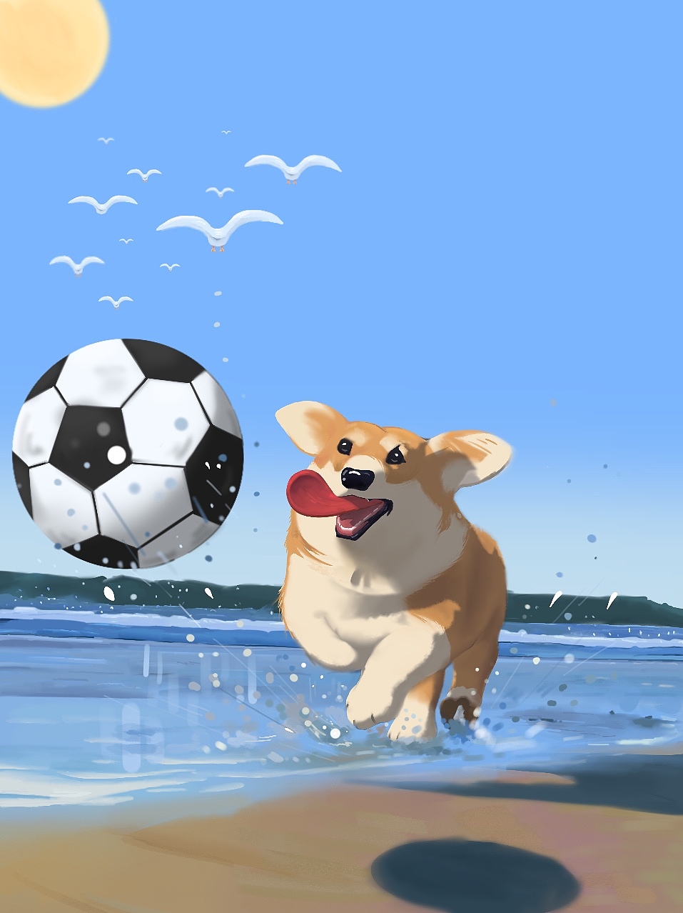 插画可爱小柯基