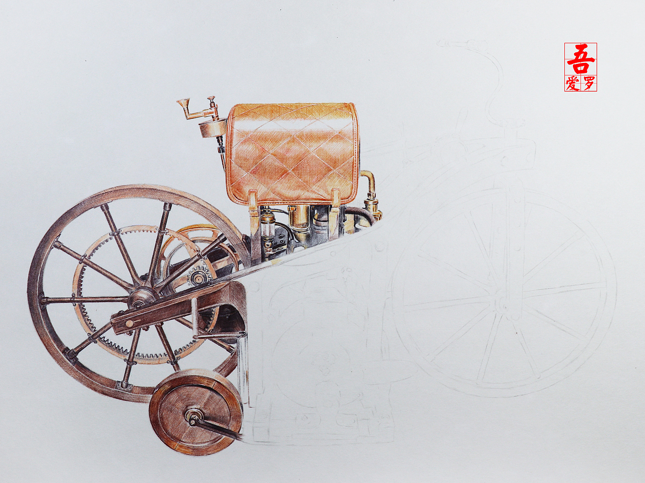 吾爱罗_手绘《世界上第一辆摩托车》