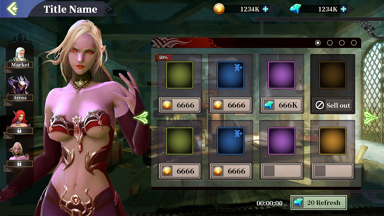 扁平化,哥特与魔幻--放置手游ui设计|ui|游戏ui|酒瓶见底_原创作品