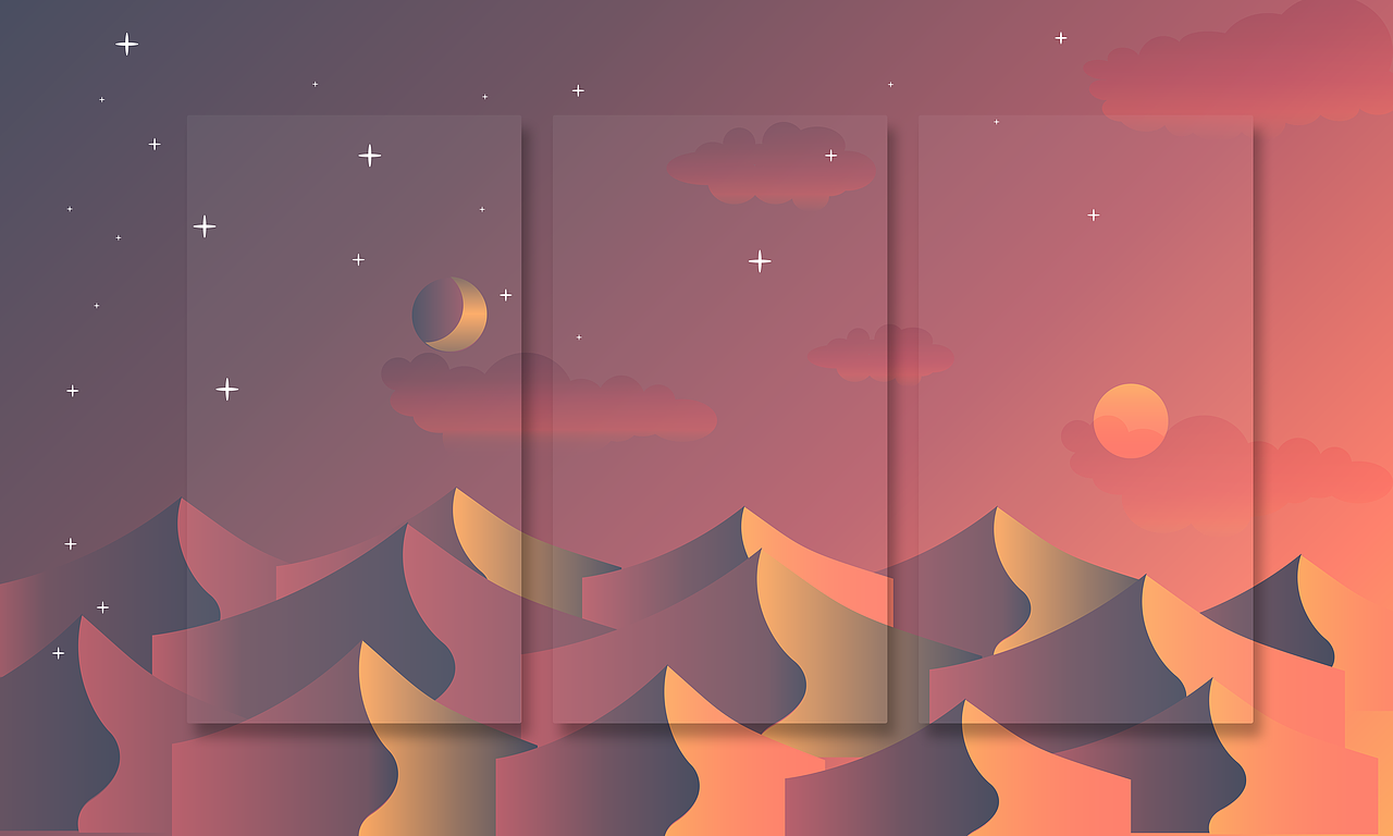 沙丘日月星辰背景插画（图ZNzE3MjMwOTI=） - 主题/皮肤 - 站酷设计师ElinaLee原创素材 - 站酷ZCOOL