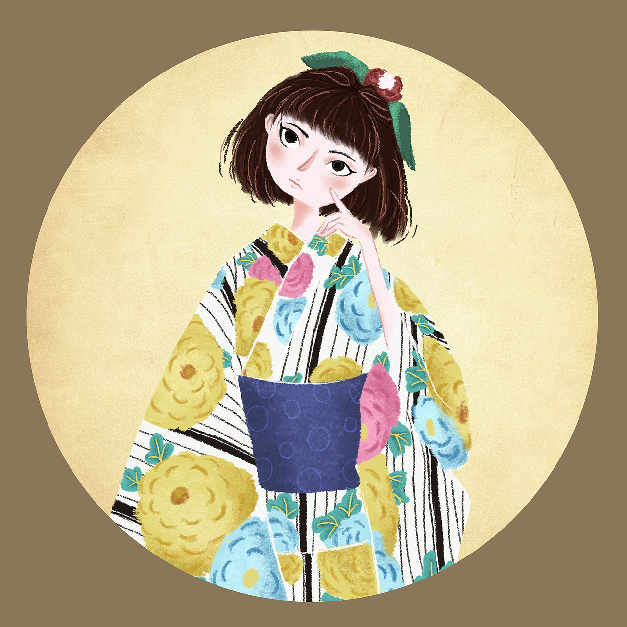 手绘日本和服风