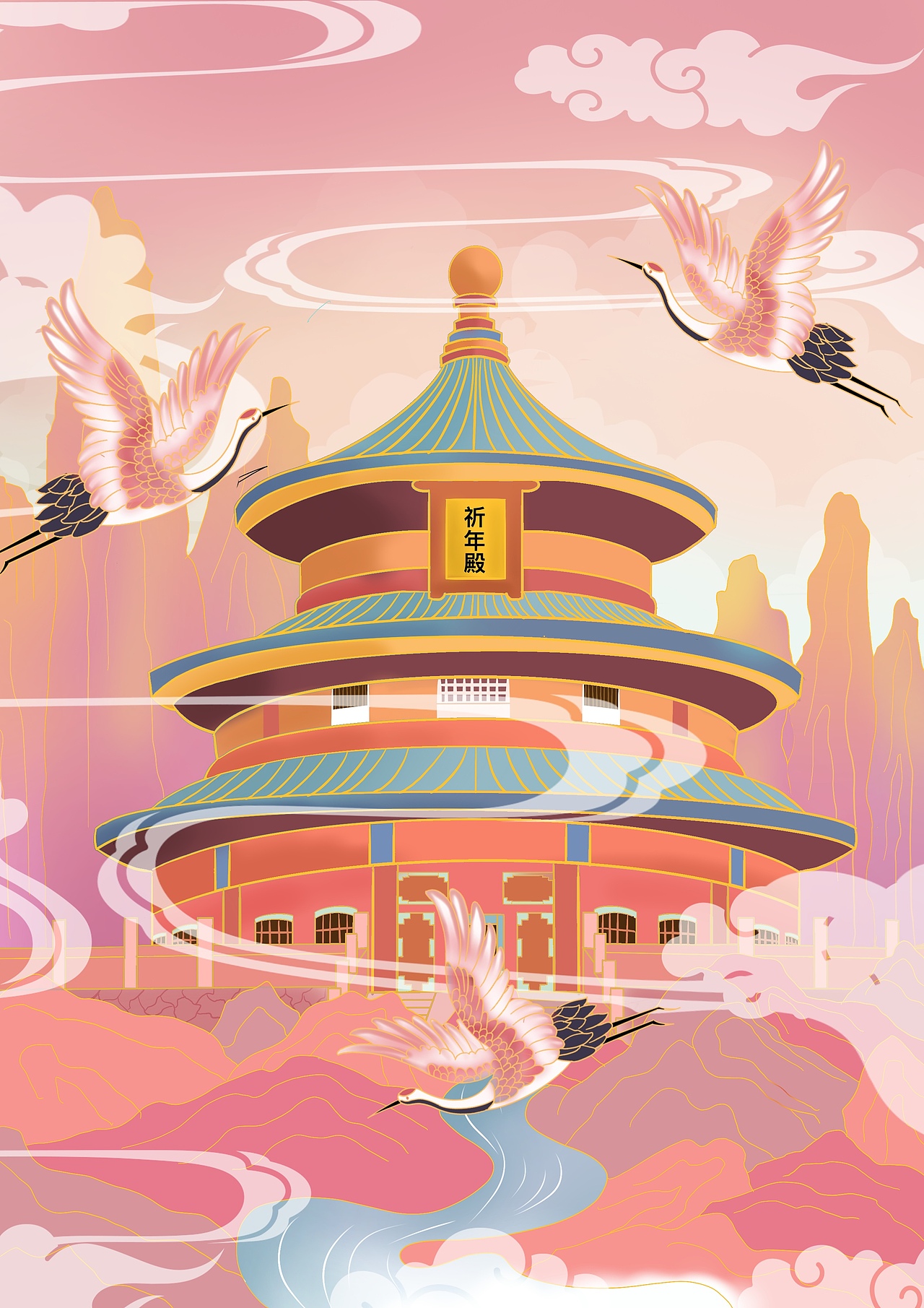 原创国潮风建筑