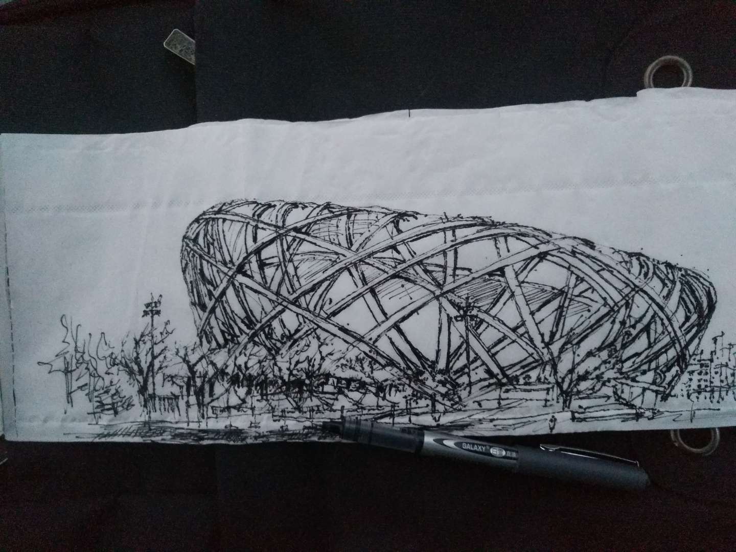 鸟巢建筑绘画图片