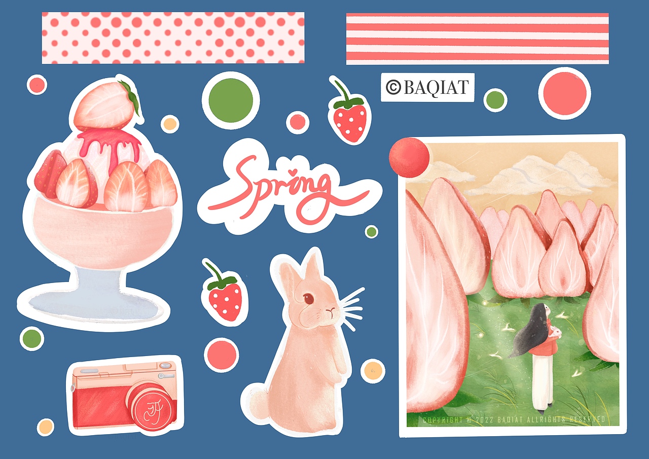 草莓限定季贴纸 by BAQIAT