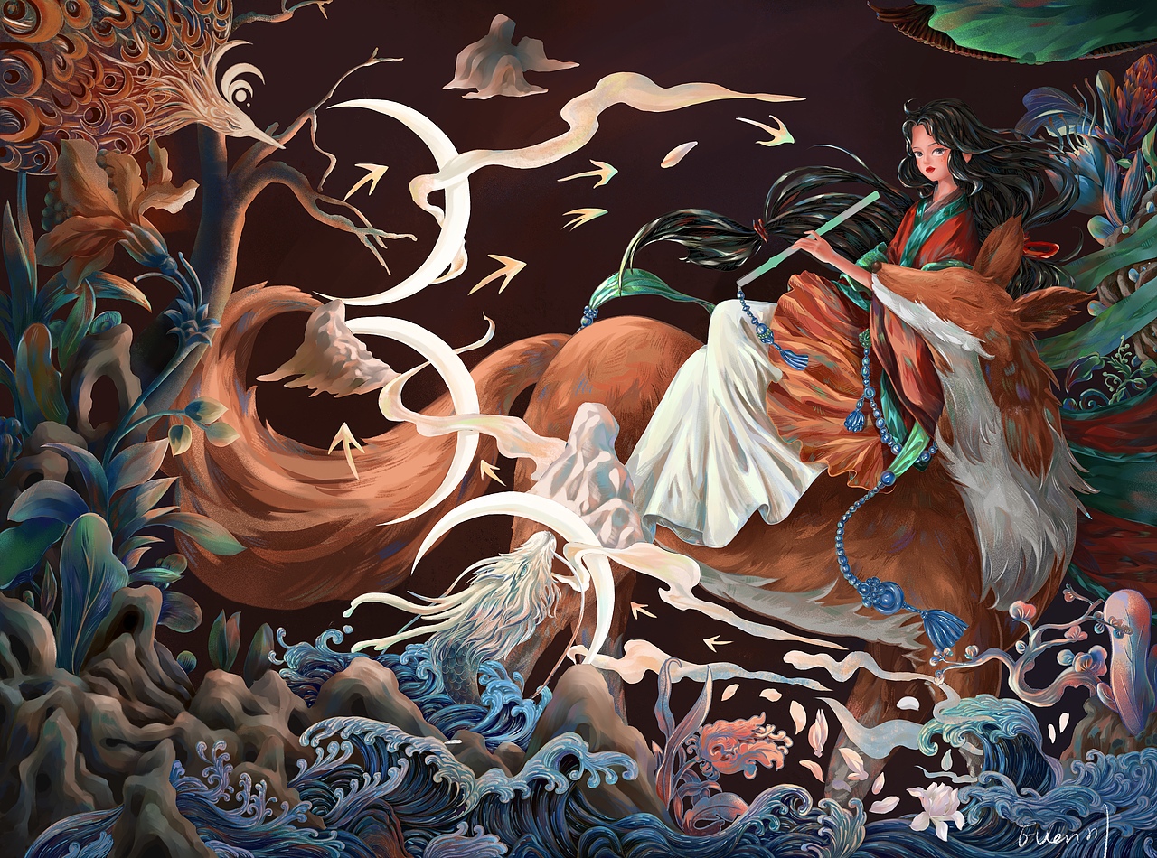 《少女与狐狸》（图ZMjkxMTAwNDEy） - 商业插画 - 站酷设计师川鹅子的鹅原创素材 - 站酷ZCOOL
