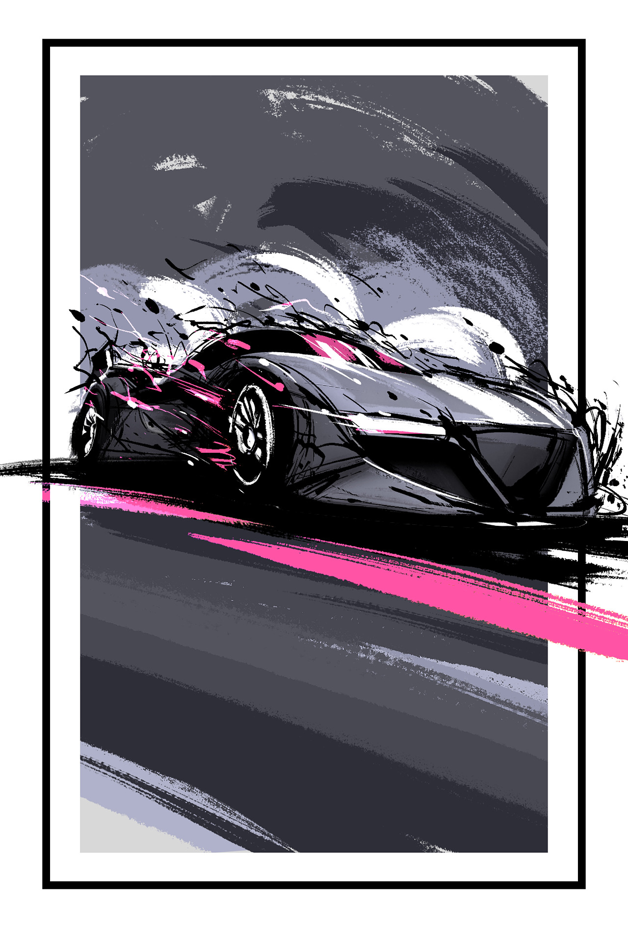 水墨泼溅风格海报(赛车)