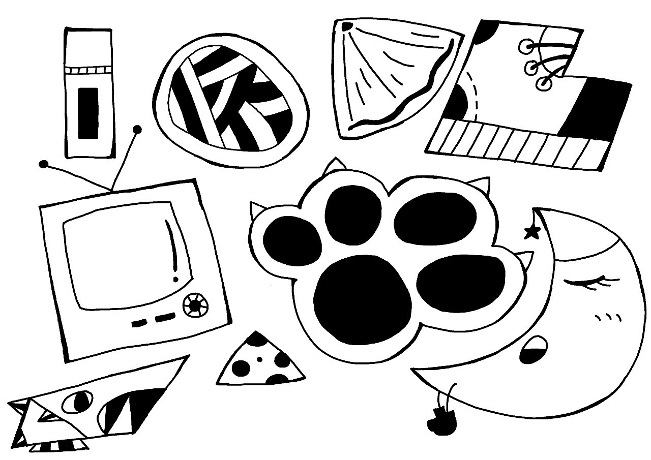 pop黑白手绘练习线条色块