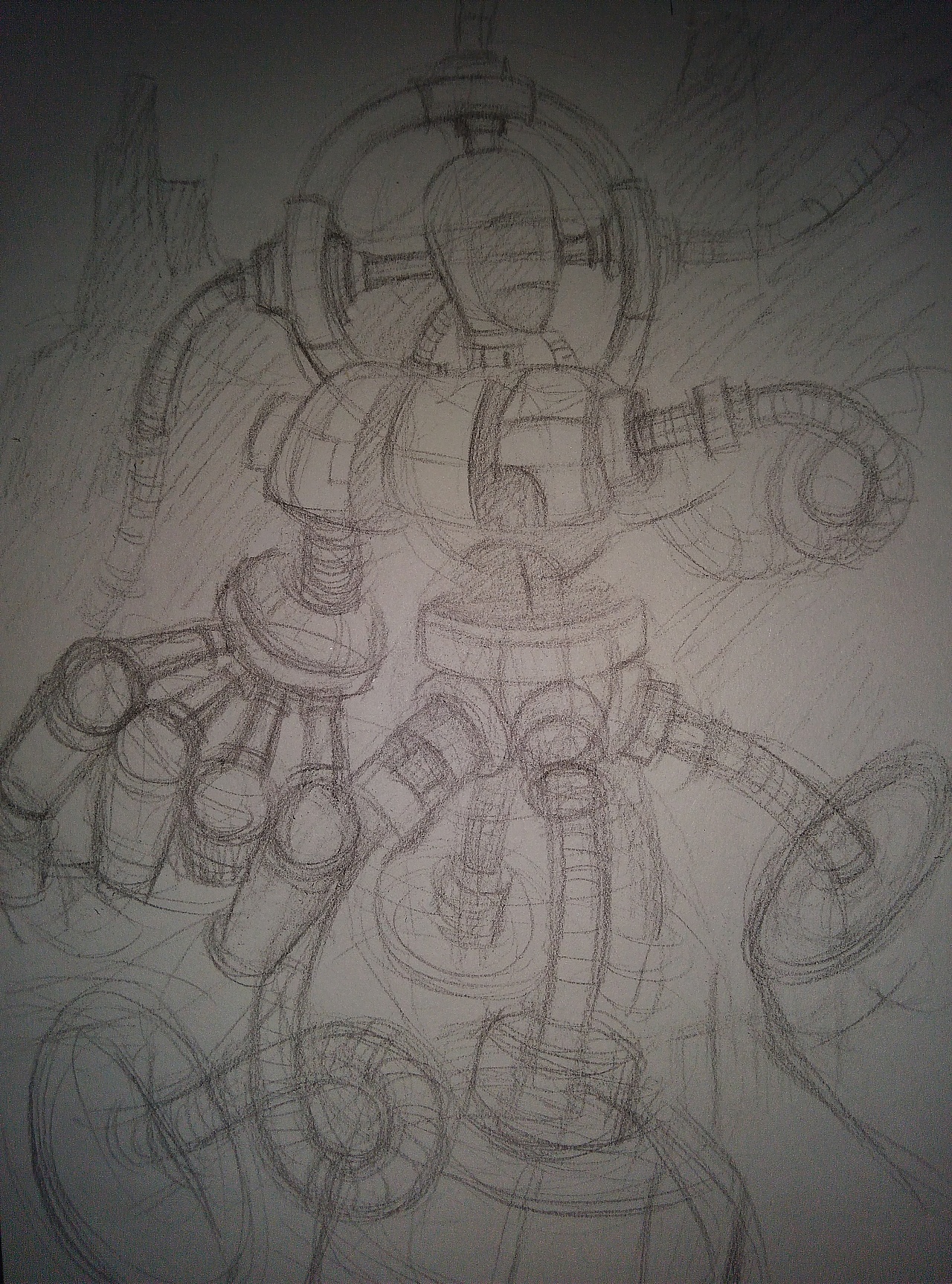 机械骷髅…大章鱼…|插画|创作习作|倔强的麦芒 - 原创作品 - 站酷