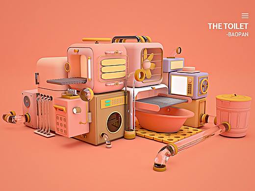 C4D场景建模练习作品-浴室