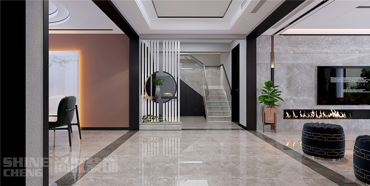 泰安天竹佳苑小区别墅混搭风格装修设计效果图案例（图ZMjMyODYwMjA0） - 家装设计 - 站酷设计师泰安尚城装饰原创素材 - 站酷ZCOOL