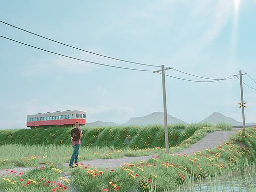Walking through the rice field