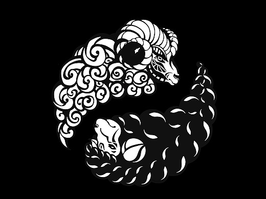 阴阳羊太极图与太阳神羊图