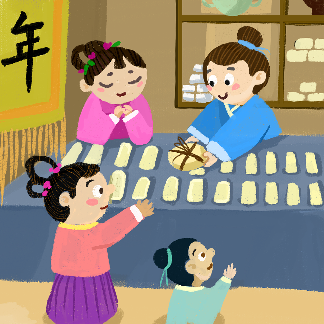 【儿插】民俗画年糕（图ZMjI2MjAyMTk2） - 绘本 - 站酷设计师宝之绘画世界原创素材 - 站酷ZCOOL