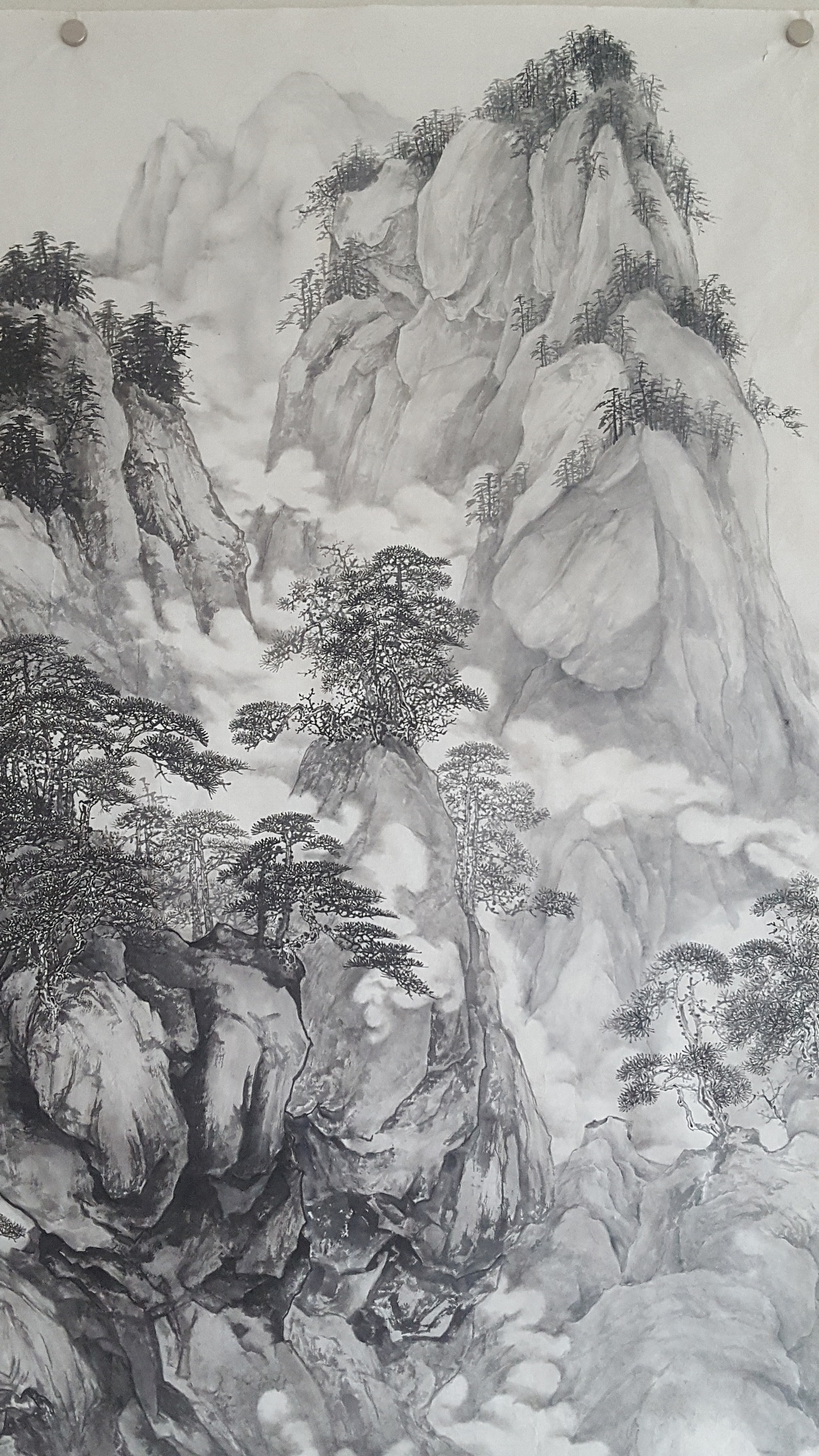 六尺整纸国画水墨山水创作