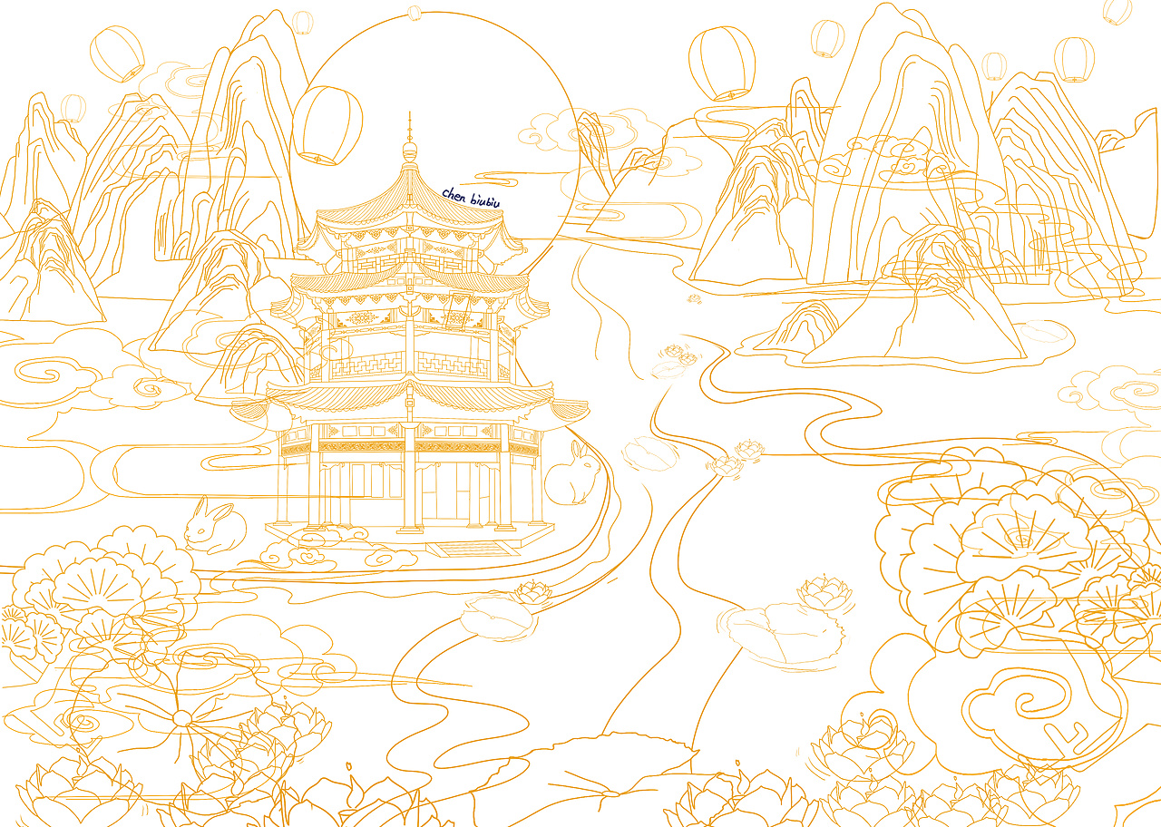 《月宫西楼》||中秋节国风商业插画（图ZMjIxNTQ0MzE2） - 商业插画 - 站酷设计师陈biubiu的手原创素材 - 站酷ZCOOL