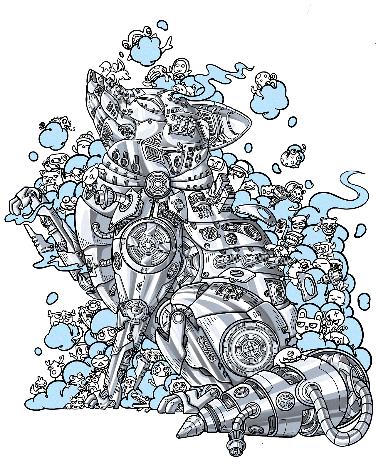 狐狸的机械幻想|插画|创作习作|安再哉酷 - 原创作品 - 站酷 (zcool)