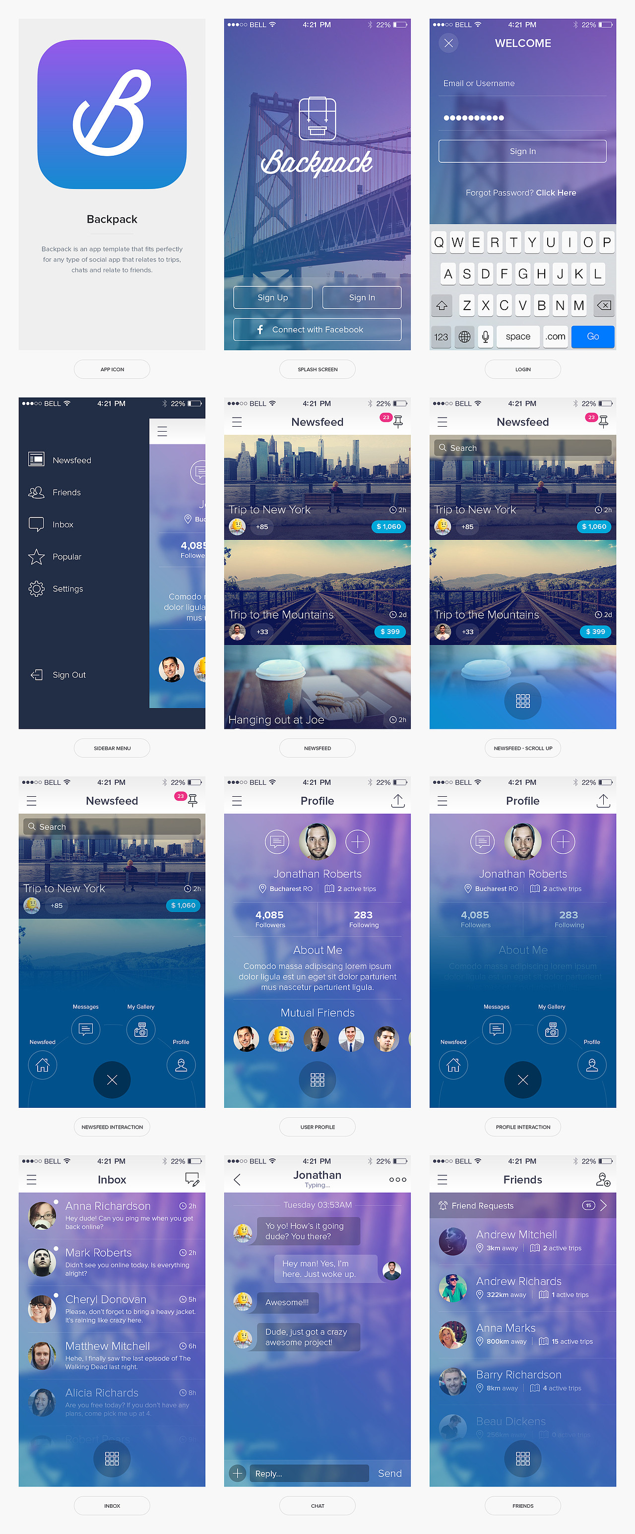 APP界面-backpack-app-template-背包