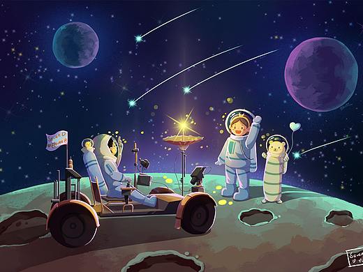 旅行系类插画——太空