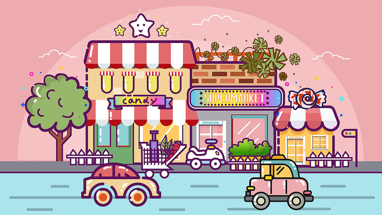 商业街超市等|插画|商业插画|ooozd_原创作品-站酷zcool