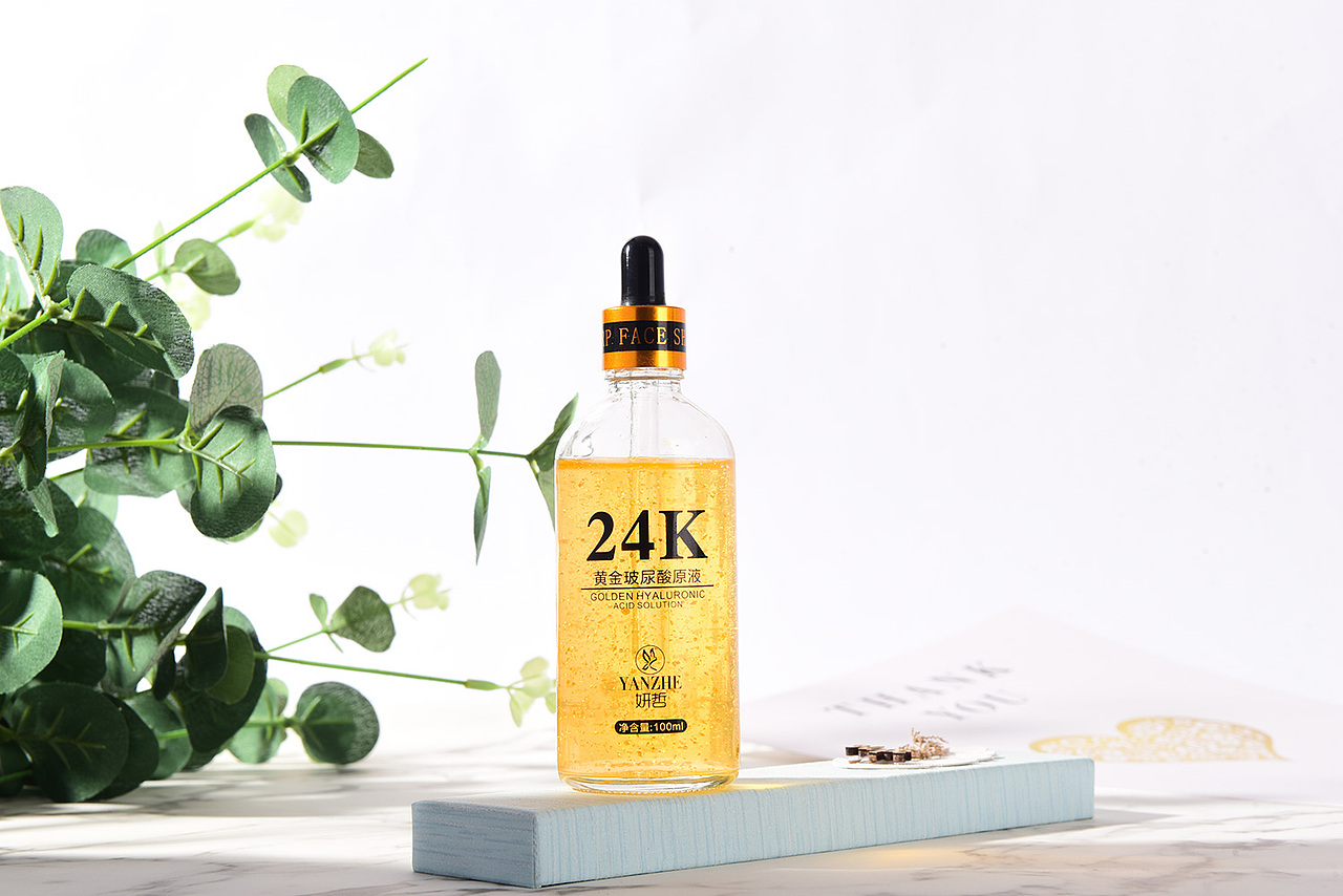 南阳淘宝化妆品拍照24k黄金玻尿酸原液制作拼多多详情