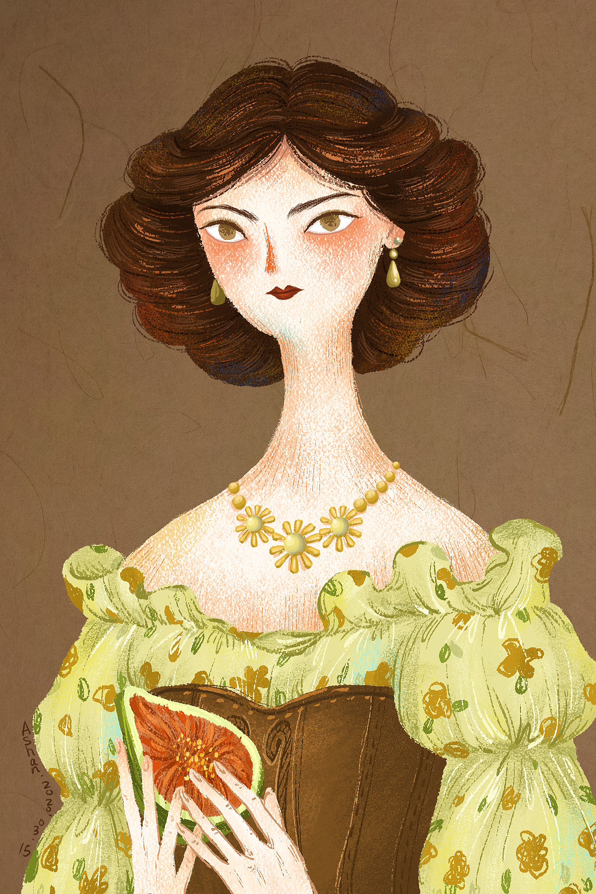 拿着无花果的女人