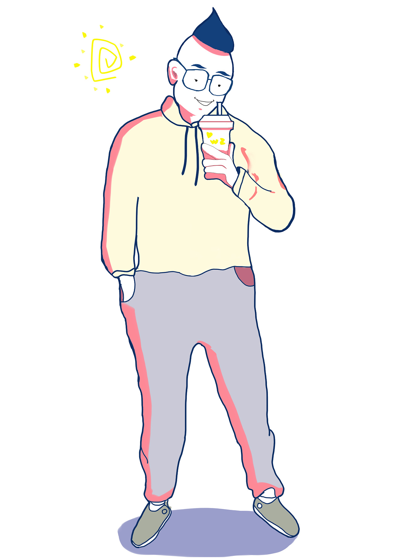 喝奶茶的胖子|插画|商业插画|若曦暖暖 - 原创作品 - 站酷 (zcool)