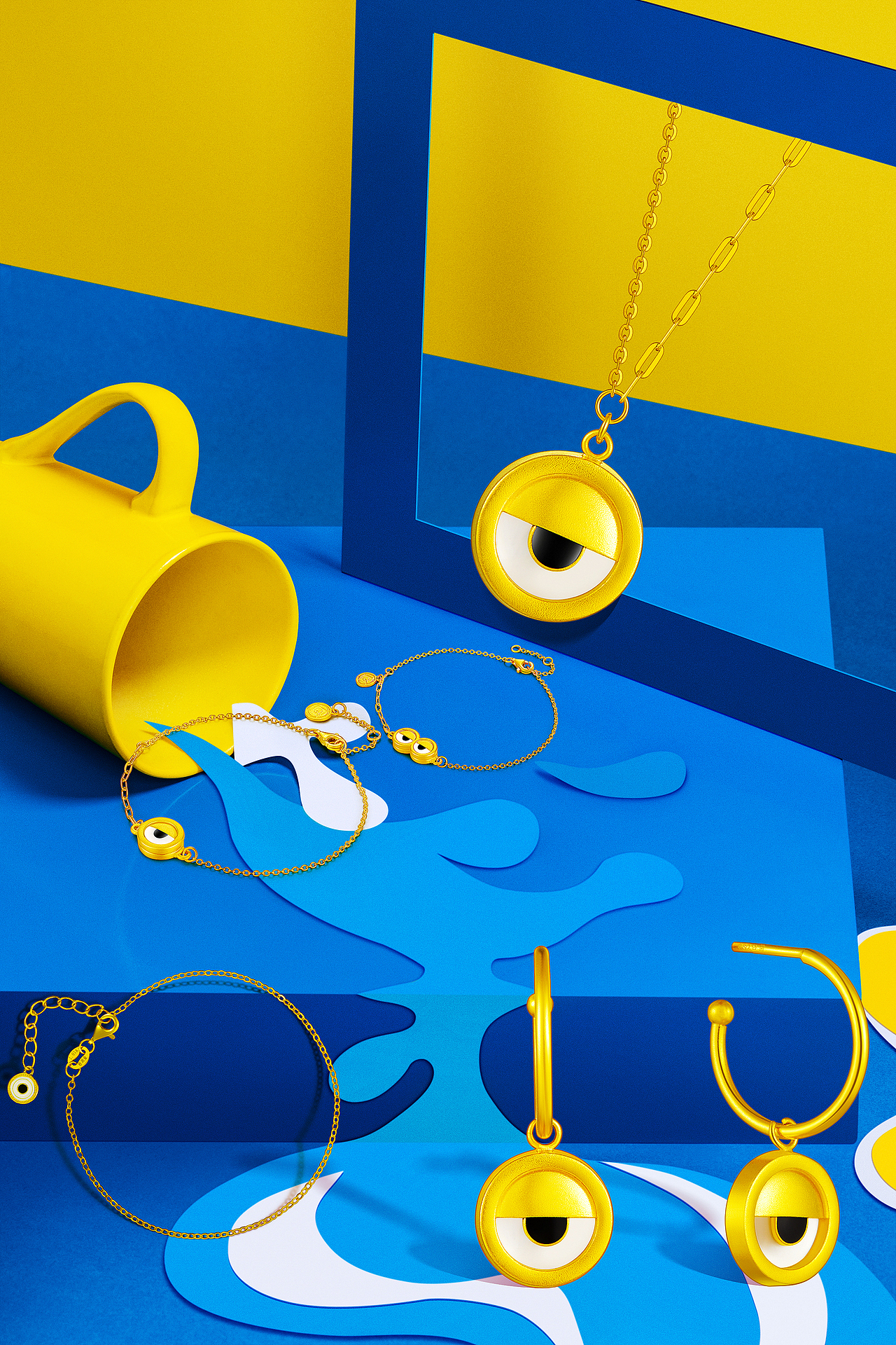 潮宏基X万圣节小黄人珠宝首饰修图