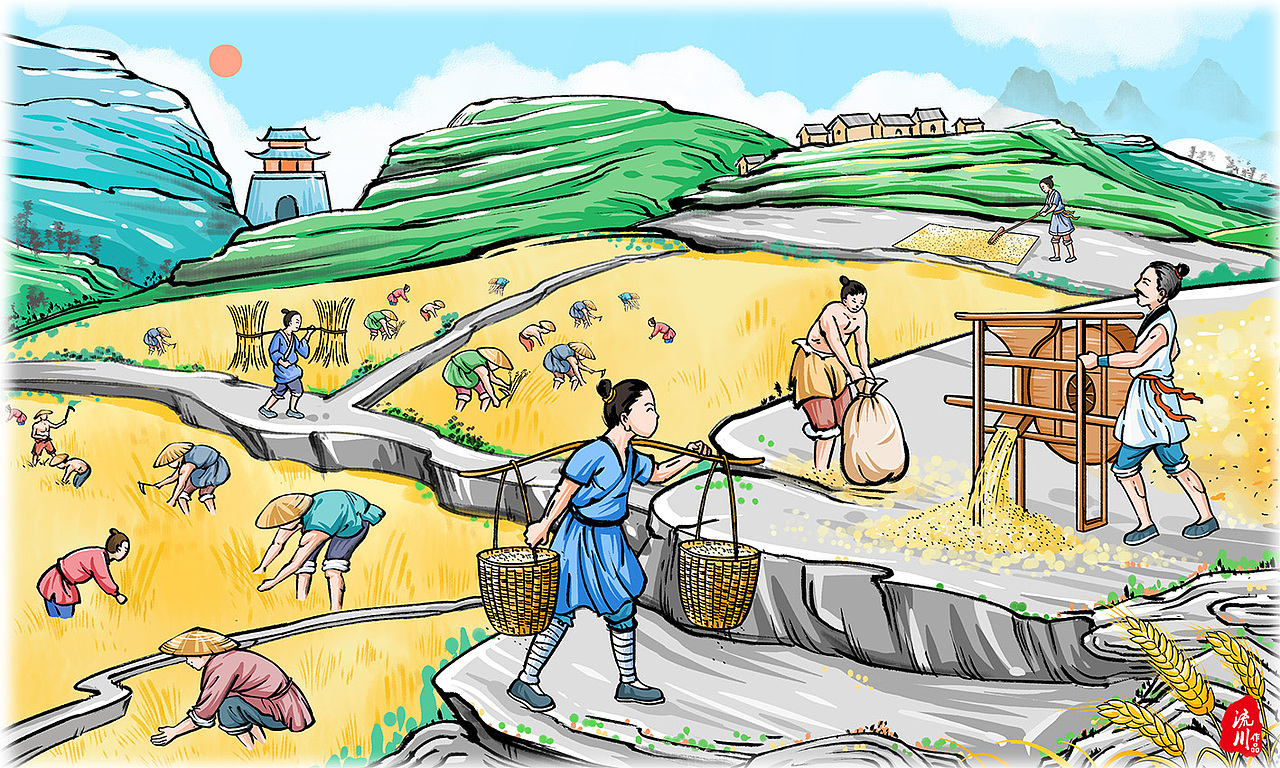 农产品插画-收获的季节麦