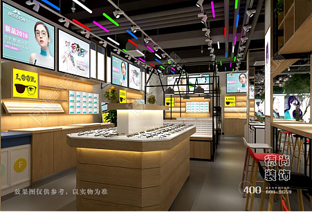河北邯郸200㎡眼镜店装修案例,眼镜店设计效果图