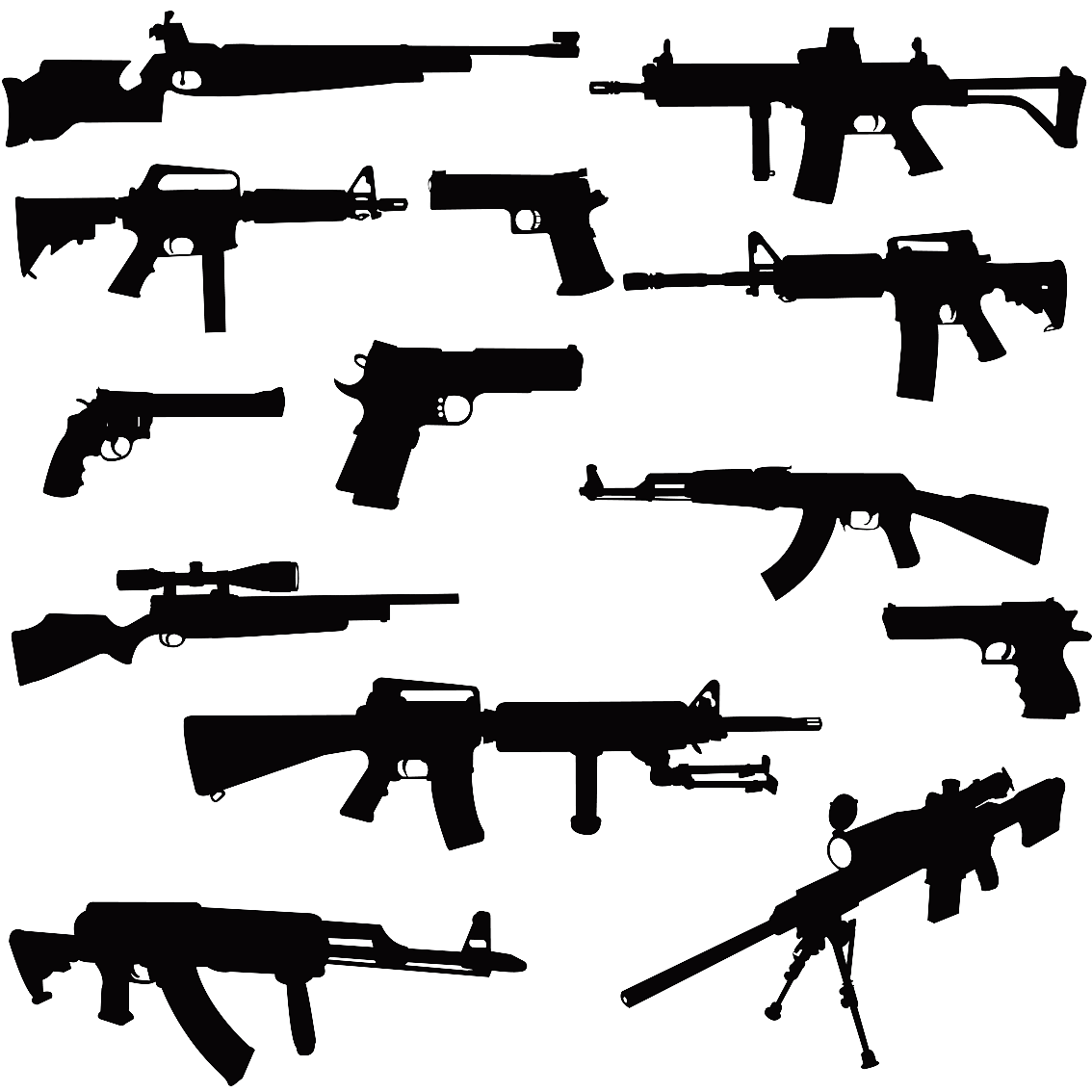 枪械剪影|插画|新锐潮流插画|老禹禹 - 临摹作品 - 站酷 (zcool)