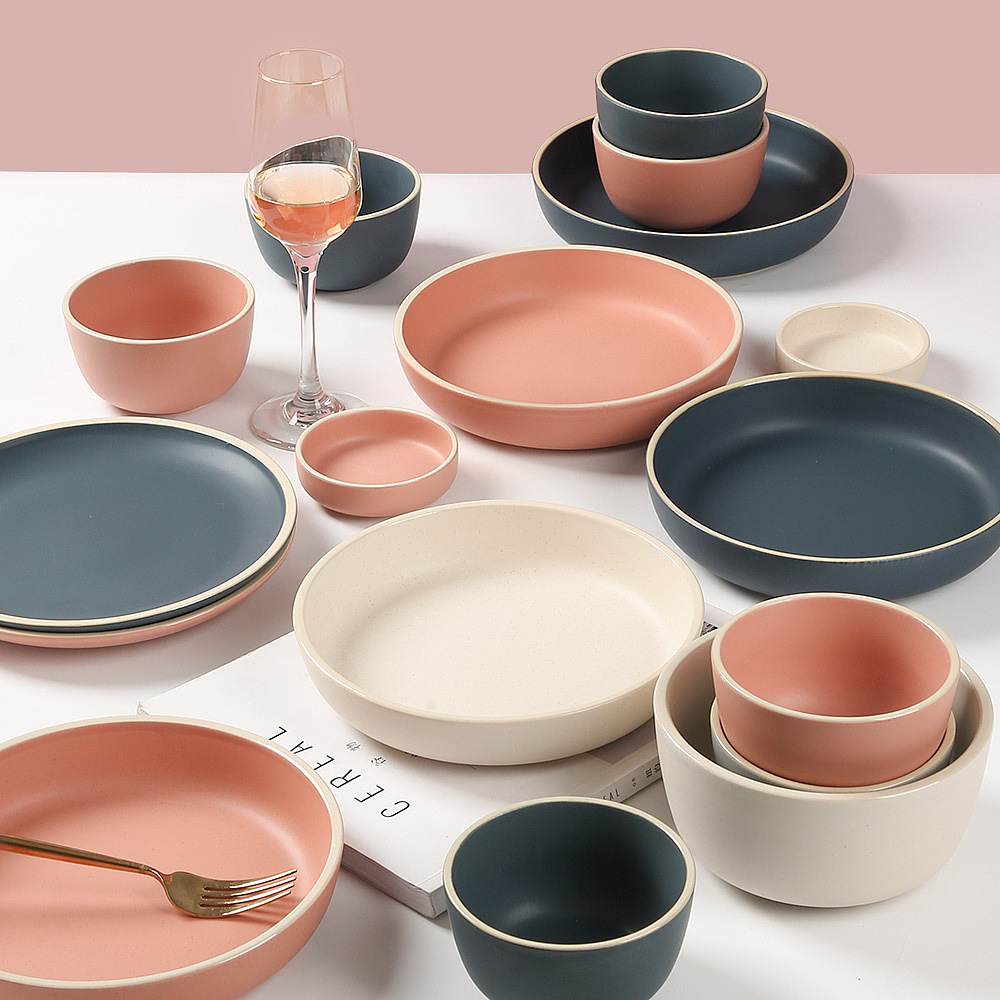 莫兰迪色系西餐盘