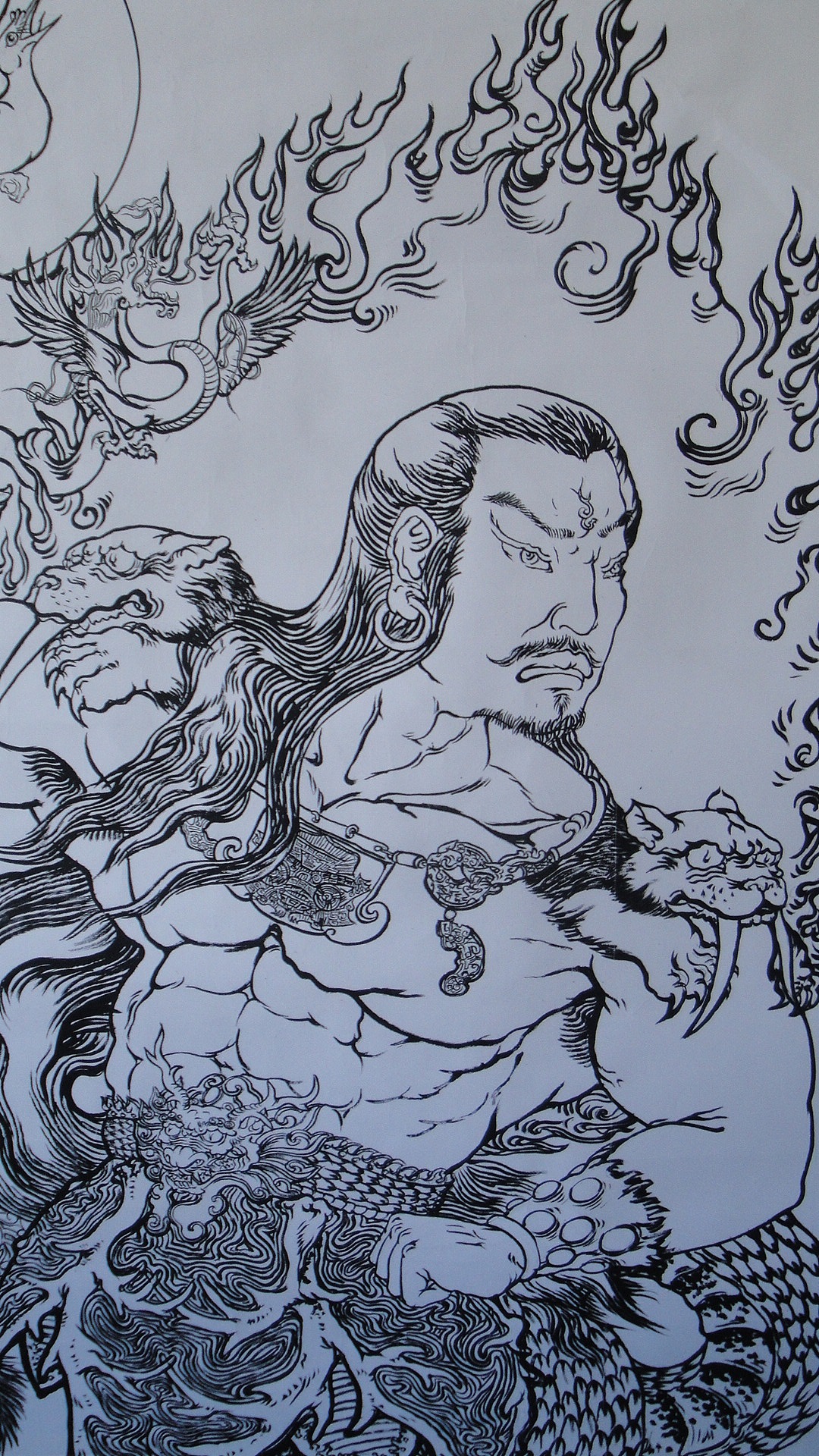 伏羲女娲白描稿上色前嘚瑟一下