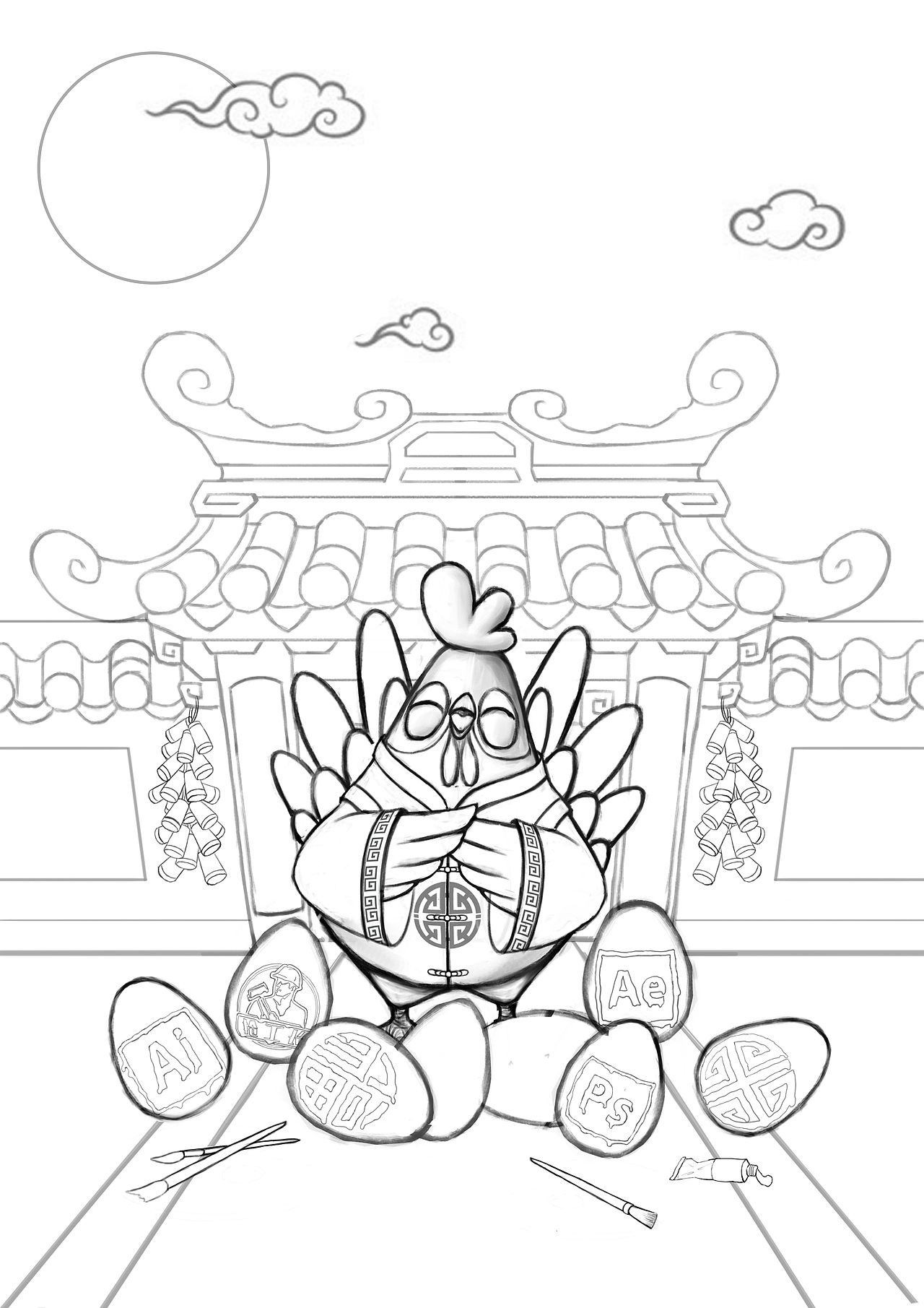 鸡年贺图（图ZNjkwMDkwNzI=） - 商业插画 - 站酷设计师Mr_TangY原创素材 - 站酷ZCOOL