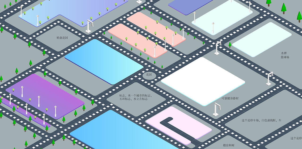 2.5D房子汽车马路红绿灯斑马线花园树路灯医院酒店商场（图ZMTU5ODk5NjIw） - 其他平面 - 站酷设计师dill1310原创素材 - 站酷ZCOOL