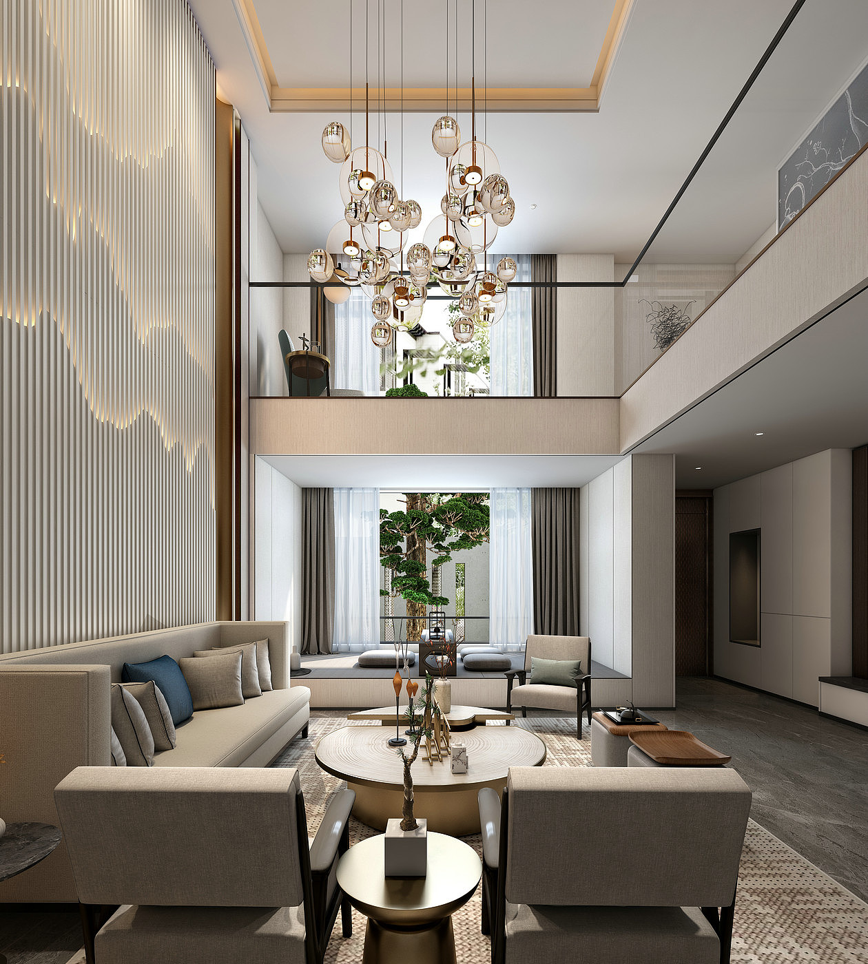 现代中式别墅 | 施工图+效果图+物料书