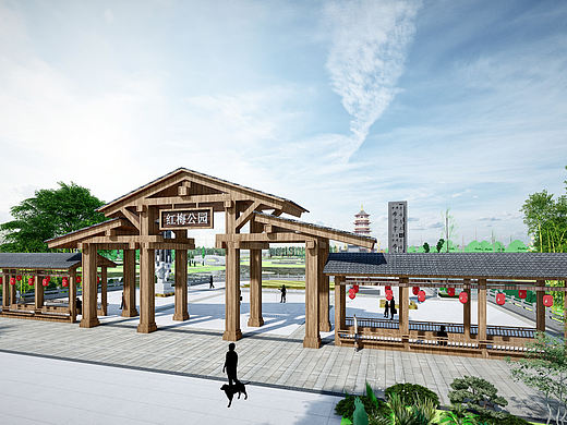 江南风格常州红梅公园景观设计