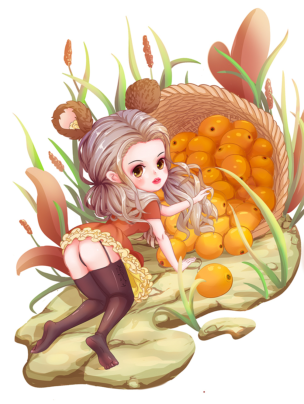 《卖橘子的姑娘》 br>网上看到一个图 br>拿来改成了q版 br>emmmm