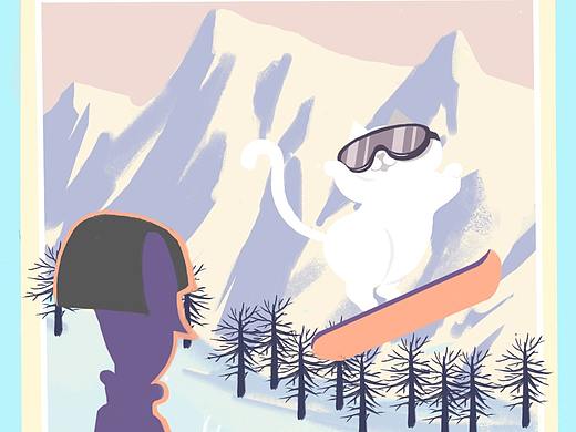 喵四季系列GIF动图插画