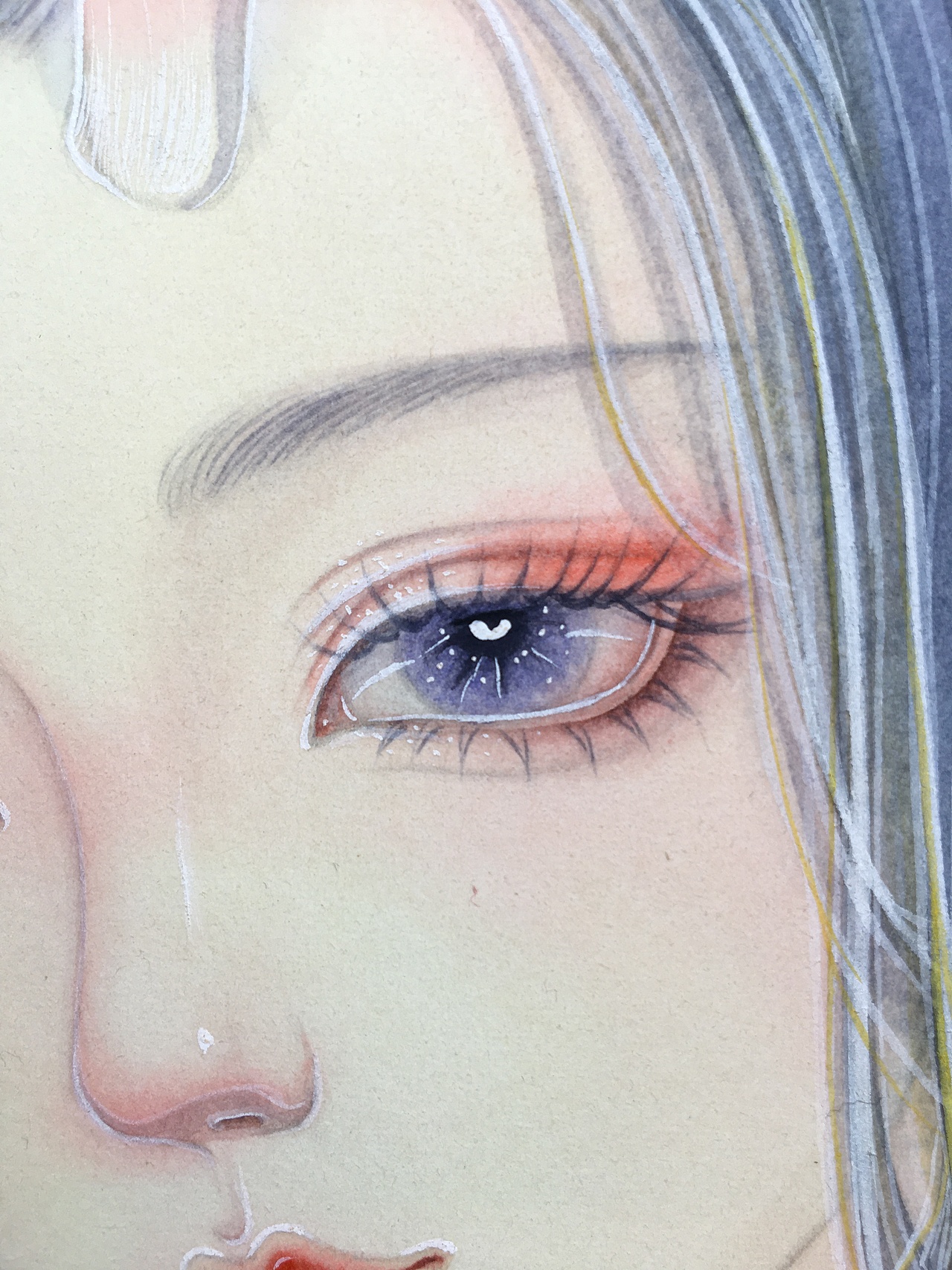 原创水彩插画美女之龙女