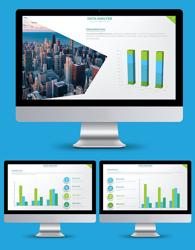 智能数据市场规模调研数据分析总结图形图表PPT模板