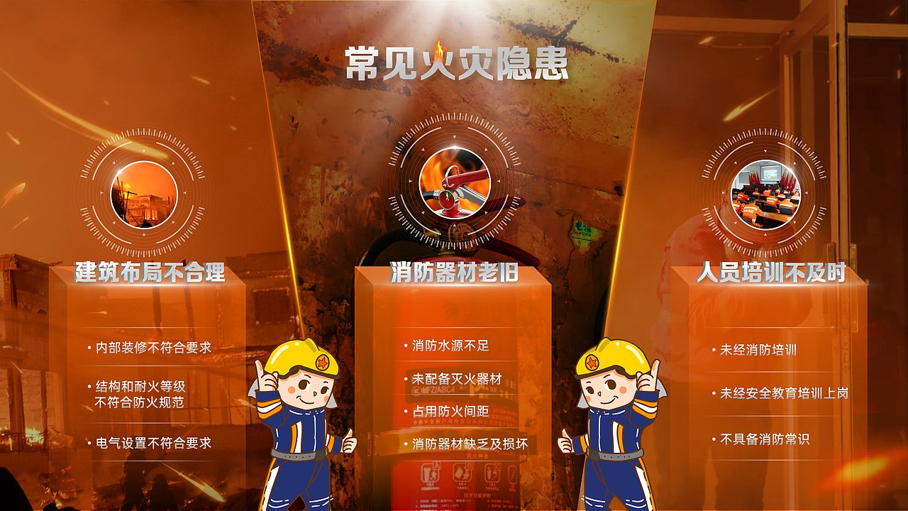 原创消防安全教育全图型风格PPT
