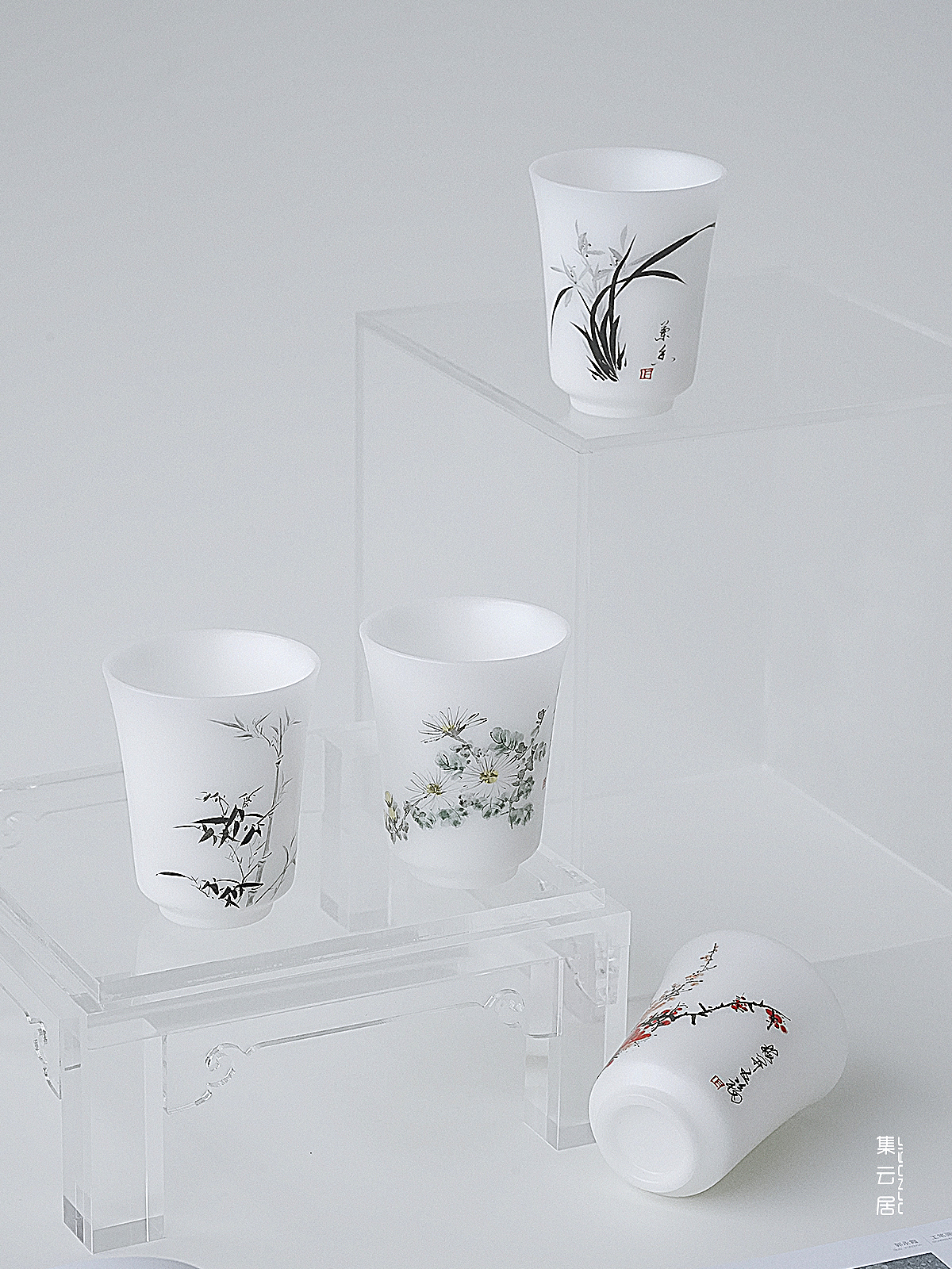 德化白·冰种玉化·纯手绘马蹄杯