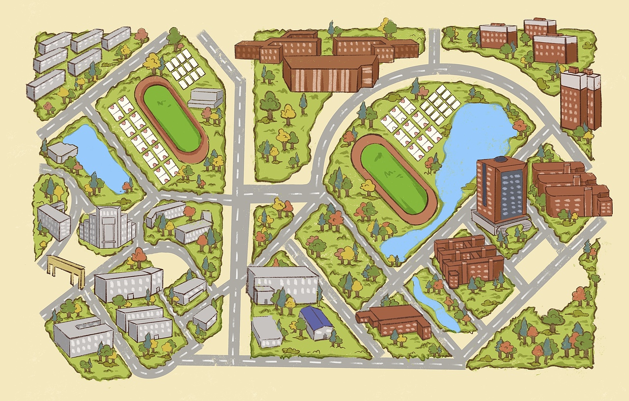 手绘校园地图设计（图ZMzgxOTI2Mzcy） - 商业插画 - 站酷设计师swfeng原创素材 - 站酷ZCOOL