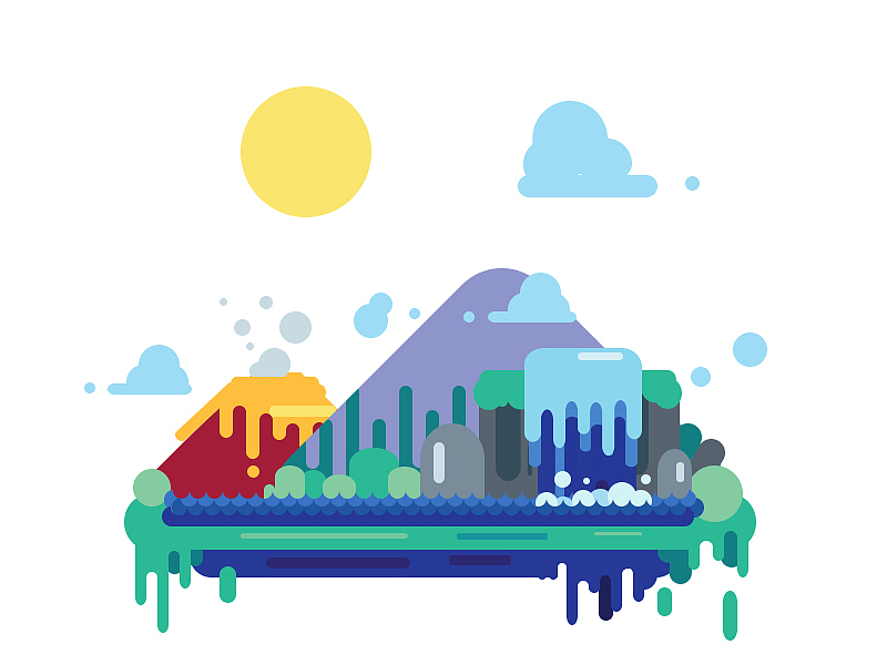 扁平化风景插画临摹（图ZOTQ5MTM4NzI=） - 艺术插画 - 站酷设计师G小站原创素材 - 站酷ZCOOL