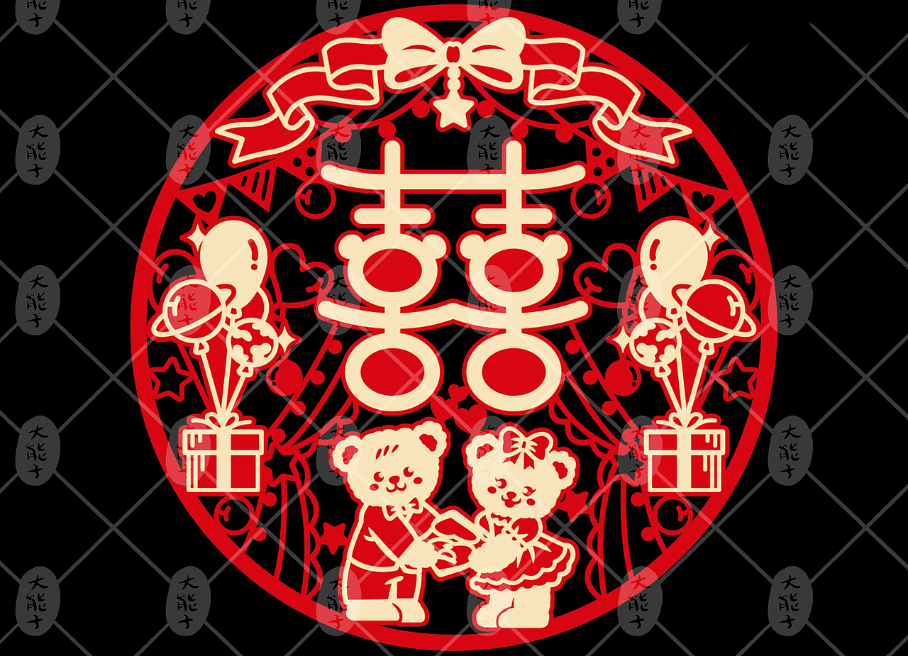 无纺布喜字贴设计