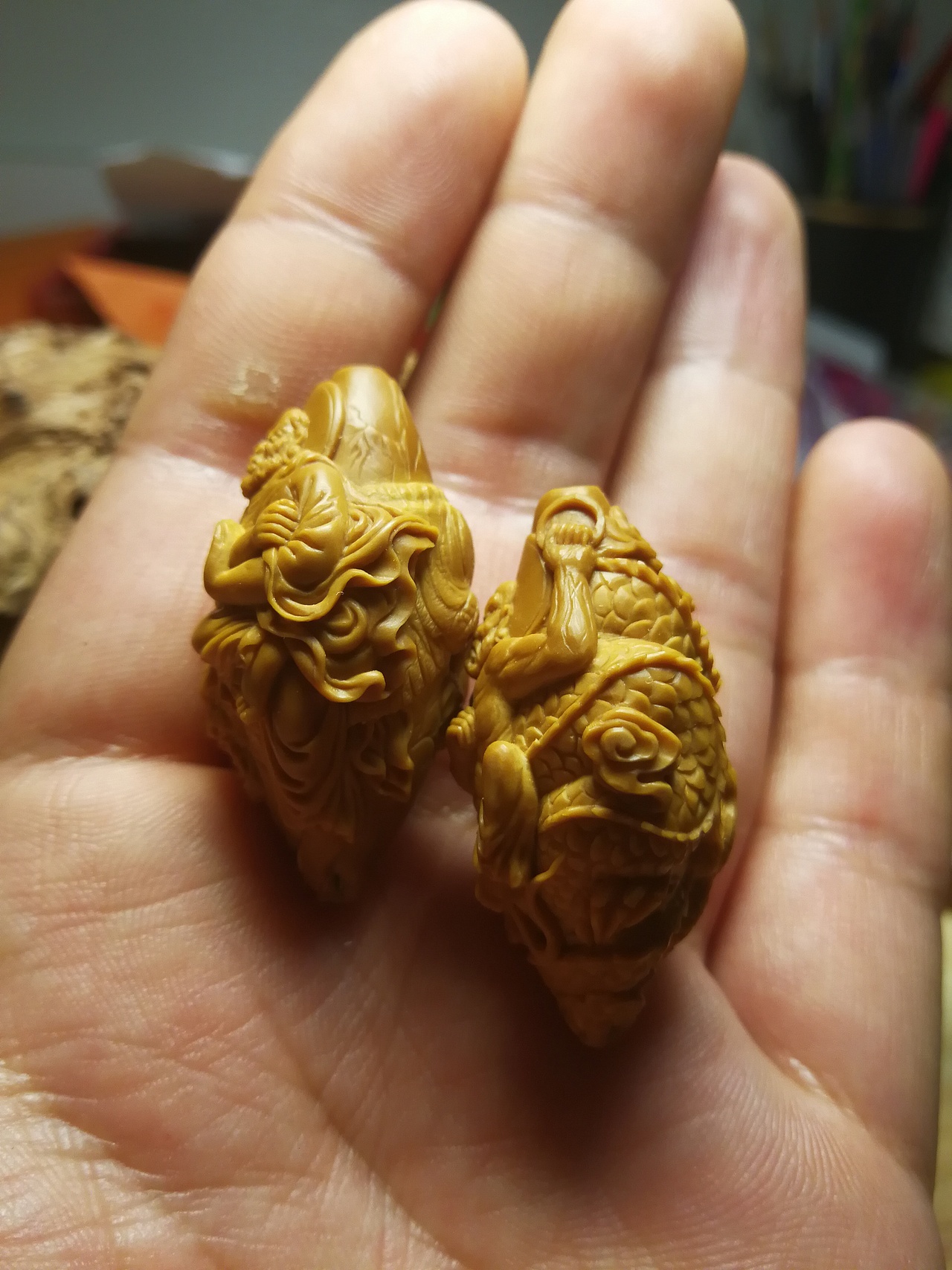 核雕作品-降龙伏虎罗汉