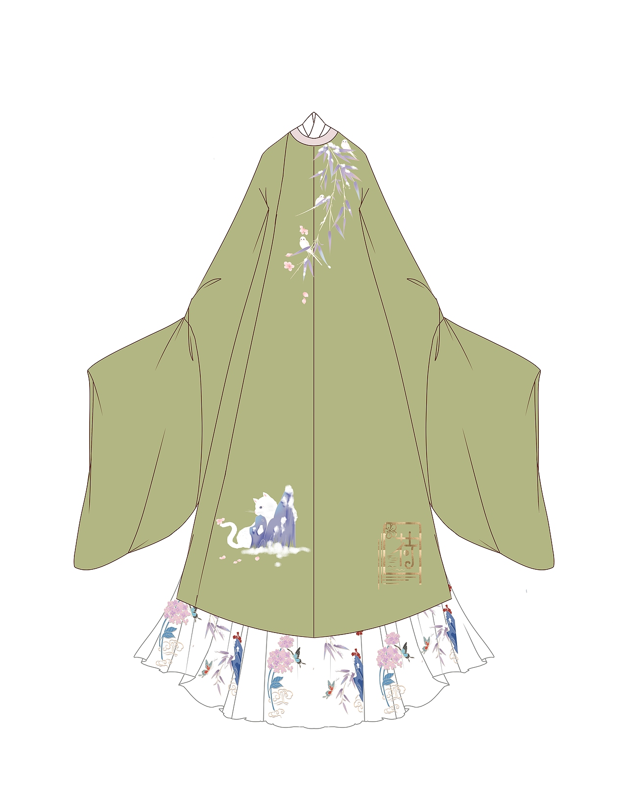 汉服设计,雪景喵喵鸟鸟