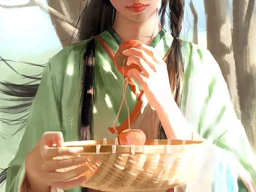 半身带手人像厚涂